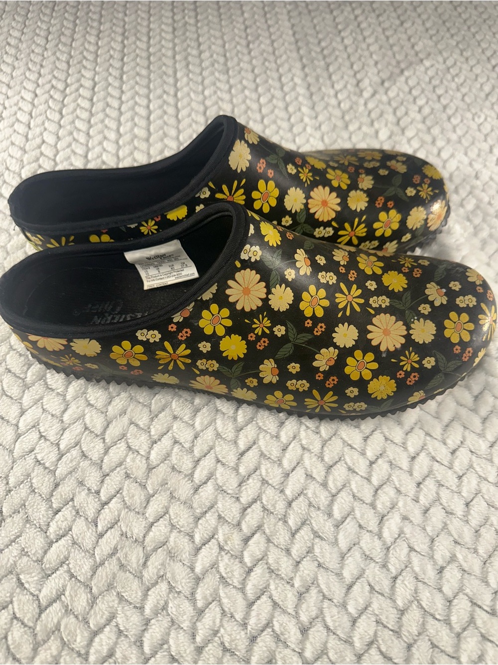 Western Chief Garden Floral Print Clogs Womens Black Slip-On Round Toe - 10